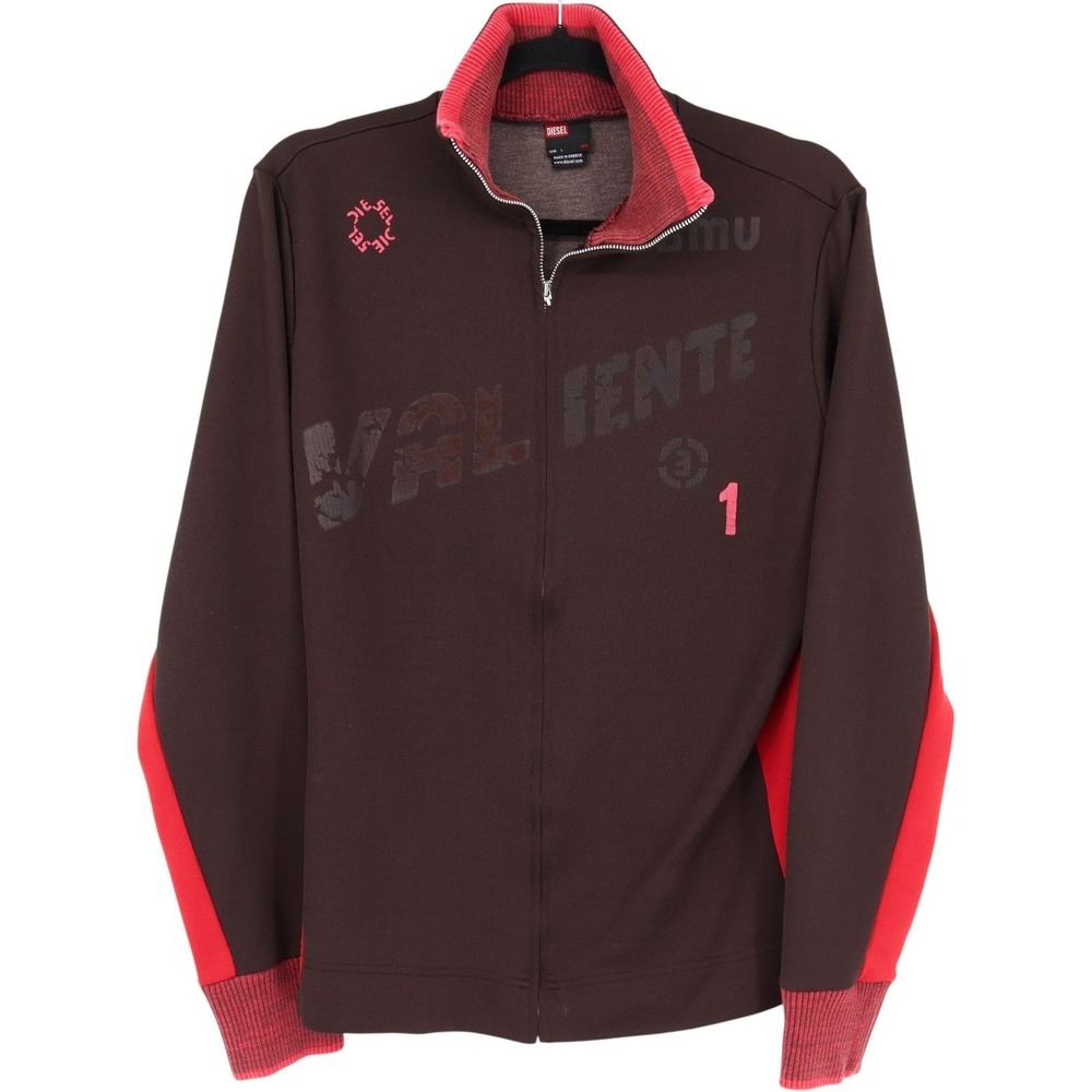 Diesel Mens Vintage Track Jacket Size L Brown Red 'Valiente' Athletic Full Zip